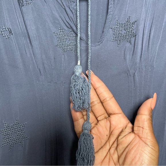 Monoreno Anthropologie Women Tunic Top Small Blue Embroidered‎ Lace Boho Cottage - Picture 3 of 9